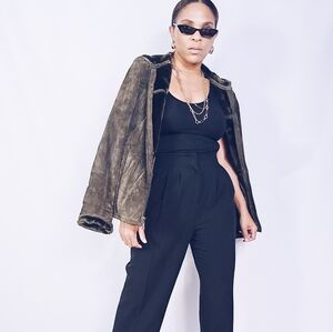 Vintage Leather Hooded Coat